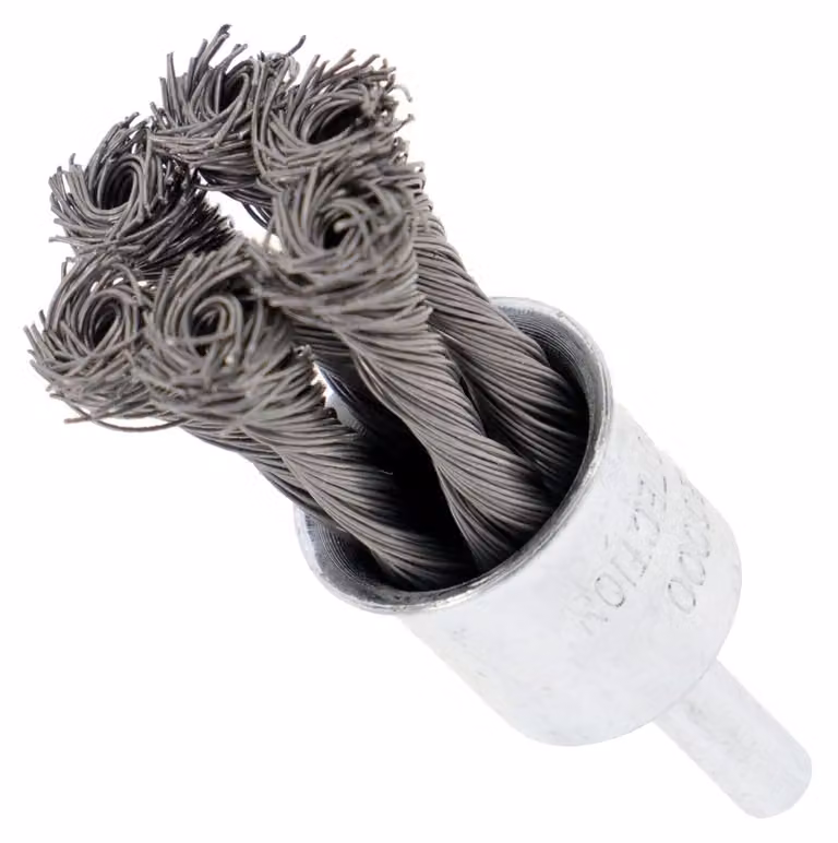 PD-TOOLS Spazzola a pennello ø19 mm intrecciata e ritorta con gambo tondo 6x 6 mm filo d'acciaio