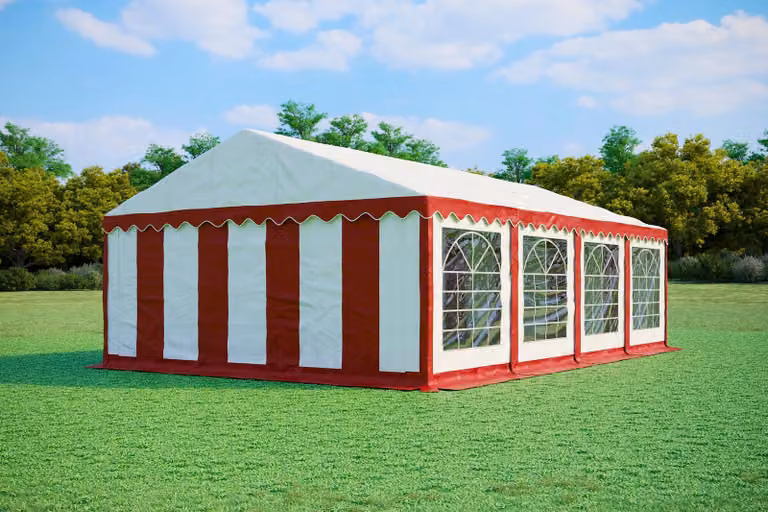 Tenda per feste 5x8 metri, PVC PREMIUM, 500 g/m² - Rosso e bianco + OMAGGIO