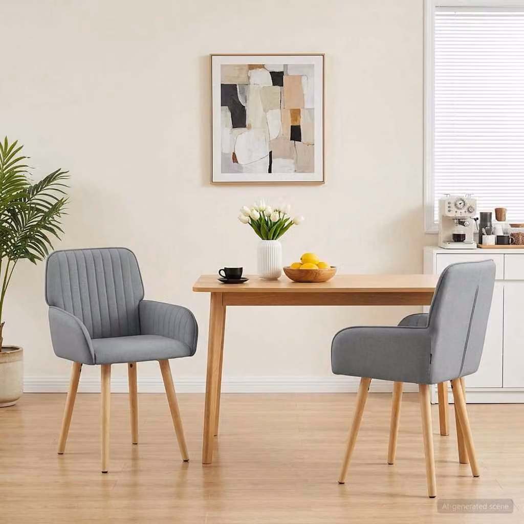 Set di 2 sedie da pranzo vidaXL in tessuto grigio chiaro, design moderno per cucina e sala da pranzo, L: 56,5 cm x P: 50 cm x H: 87,5 cm