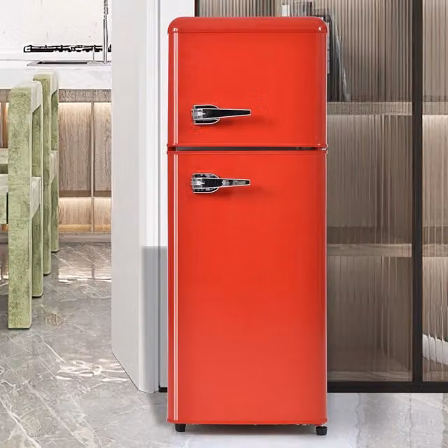 Frigorifero a doppia porta 92 L con congelatore 4 stelle; 105;5 x 41 x 45;5 cm; plastica rosso