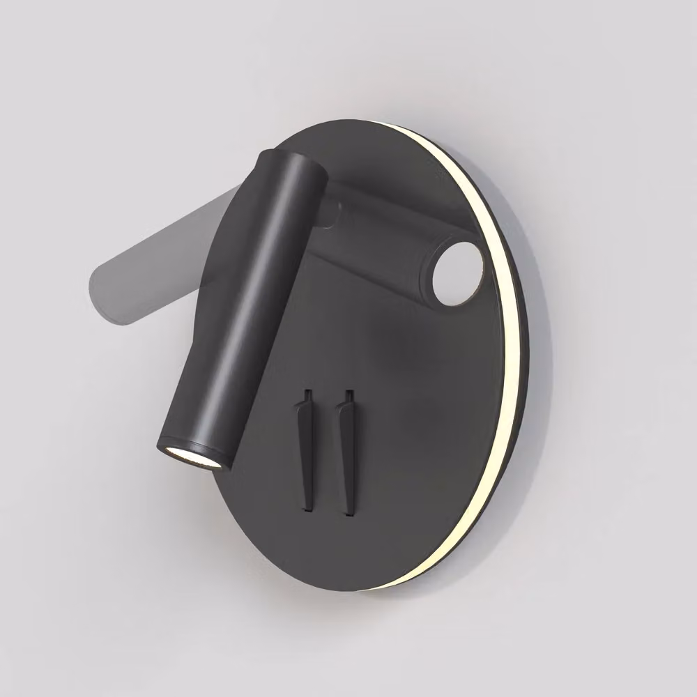 Applique da parete moderna Maytoni Ios 176 in alluminio nero con luce LED integrata da 10W luce bianca calda e orientabile – 2