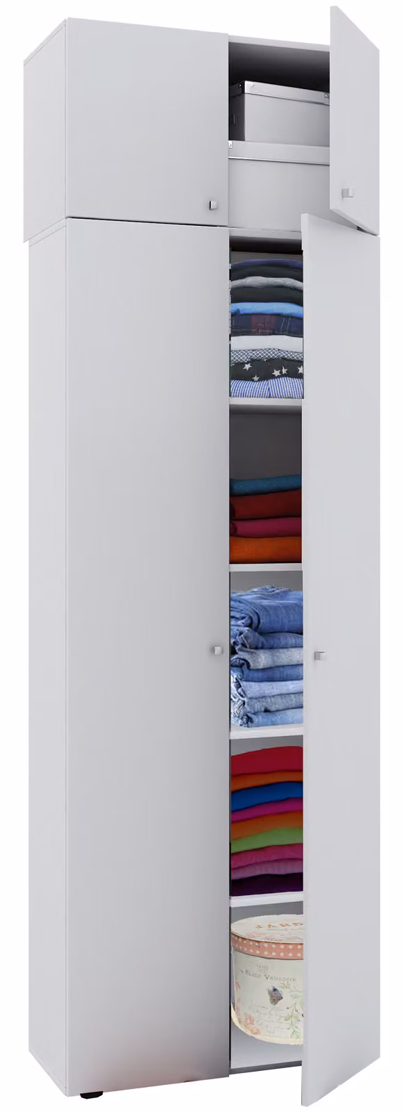 Armadio in legno | Armadio con 6 scomparti e porte girevoli | espandibile | Dimensioni circa 70 x H. 218 x D. 40 cm - Vandol