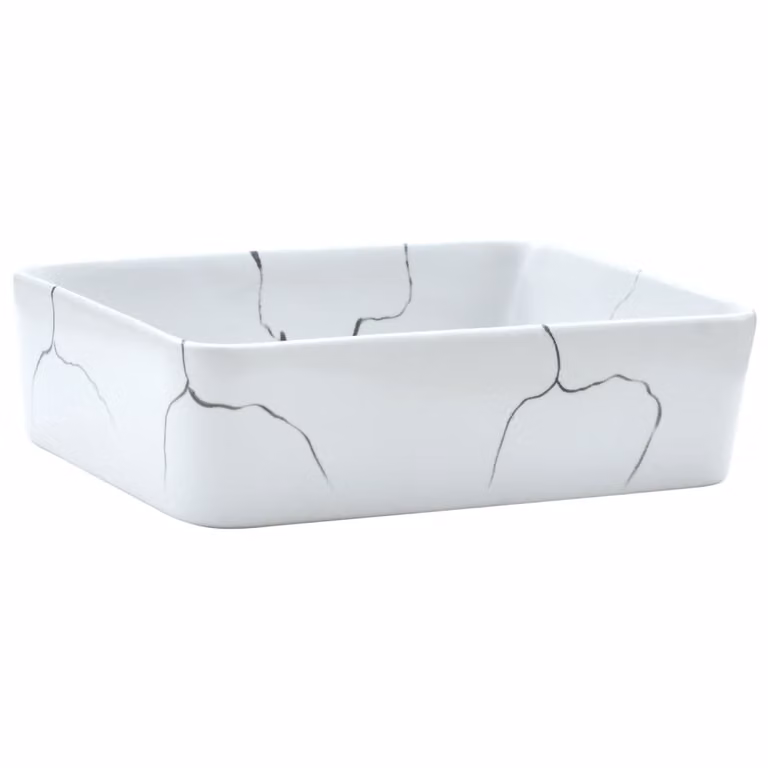 Lavabo da Appoggio Bianco Rettangolare 46x35,5x13 cm Vetroceramica