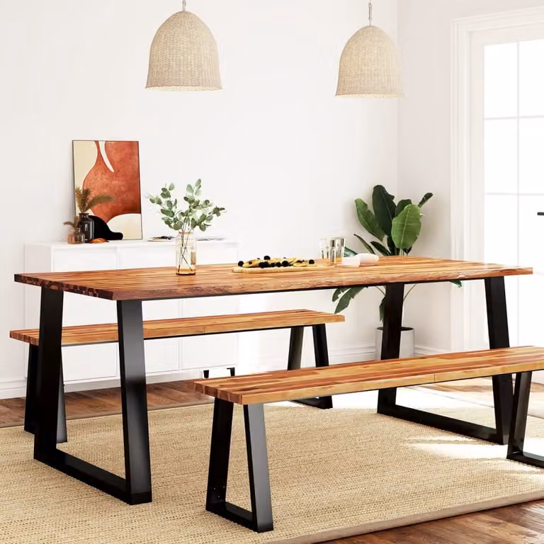 Maison Exclusive - Tavolo da pranzo con bordo in legno massello di acacia, dimensioni 200x90x75 cm