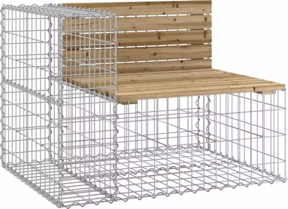 Panca da Giardino Design Gabbione 92x71x65,5 cm Pino Impregnato