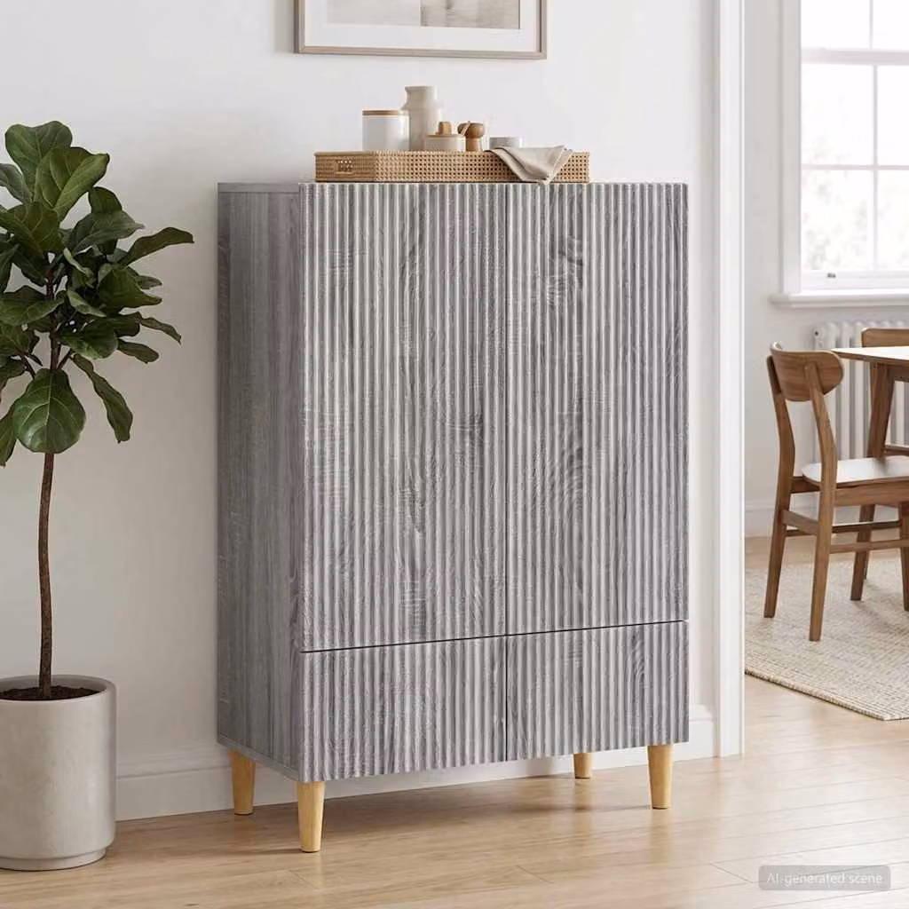 Credenza moderna vidaXL in legno ingegnerizzato Grigio Sonoma, L: 66 cm, P: 34,5 cm, H: 95 cm