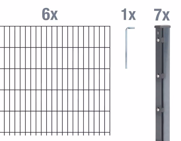 Recinzione a pannelli doppi, modello Alberts 673659, set completo da 14 elementi, colore antracite, altezza 103 cm, lunghezza 15 metri