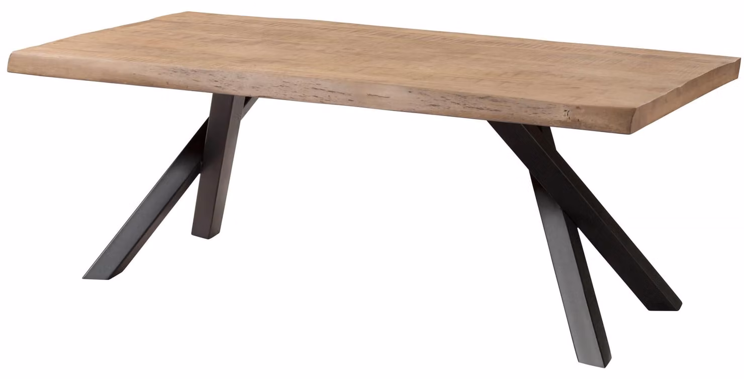 MASSIVMOEBEL24 | Tavolo da pranzo in legno di mango 180x90x76 laccato beige / gambe ad A antracite matt FREEFORM 5