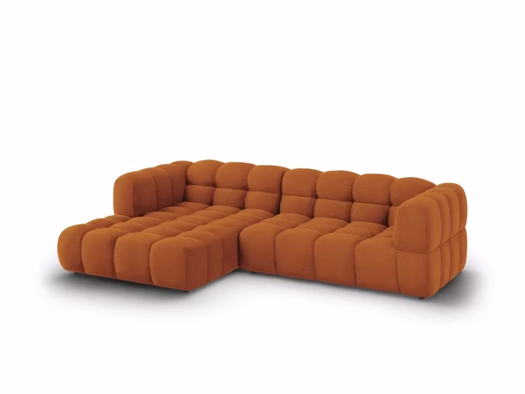 Divano angolare modulare Sky di Cosmopolitan Design, modello a 4 posti sinistro in velluto color terracotta, L: 272 cm, P: 132 cm, H: 75 cm – 2