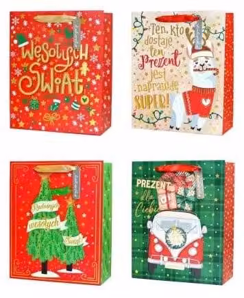 Borsa regalo natalizia mix di modelli 26 x 32,3 x 12,5 cm