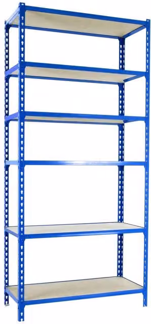 Scaffale in metallo Simon Rack con 6 ripiani in legno colore blu H: 250 cm, L: 110 cm, P: 30 cm