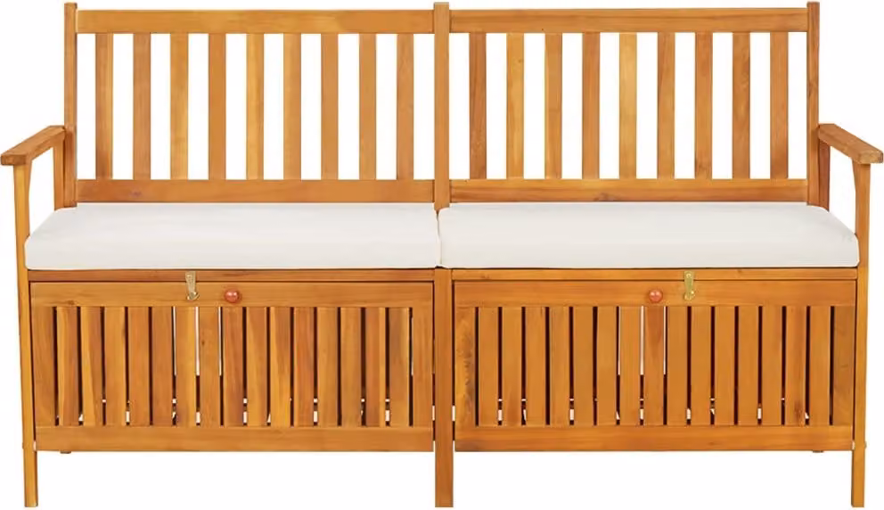 Cassapanca con Cuscino 148 cm in Legno Massello di Acacia