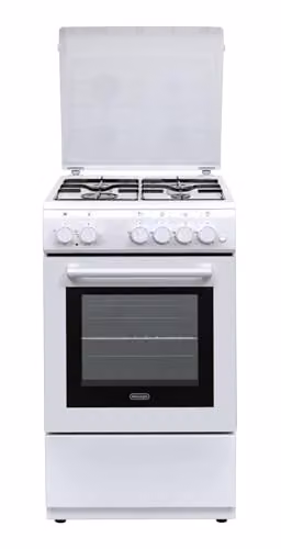 DL554EW - Cucina a gas con forno elettrico, 4 fuochi, 50x50 cm, Bianco, Classe energetica A