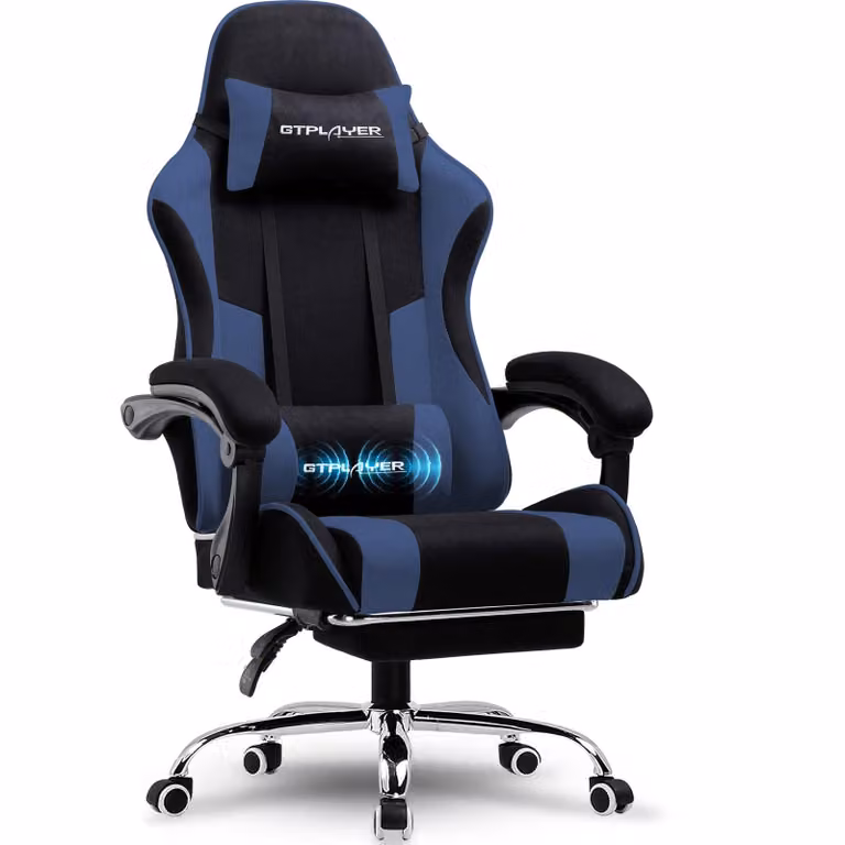 Sedia da gaming GTPLAYER, sedia da ufficio, sedia ergonomica per computer, sedia da gaming con supporto lombare massaggiante, poggiapiedi e poggiatesta