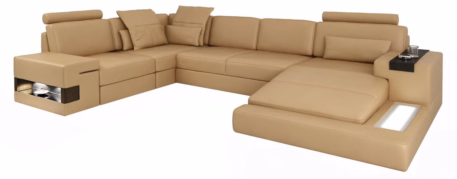 Ecksofa U-Form Sofa Wohnlandschaft Polster Bettfunktion Design Modern