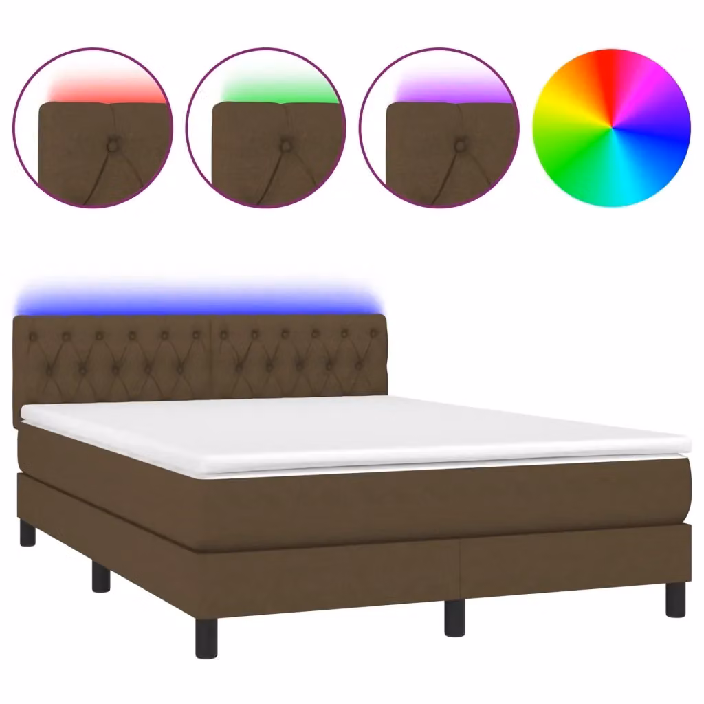 Letto Ibrido con Materasso e Illuminazione LED vidaXL, Marrone e Bianco, L/P/H: 203 x 144 x 88 cm, Dimensioni Materasso: 140 x 200 cm – 2