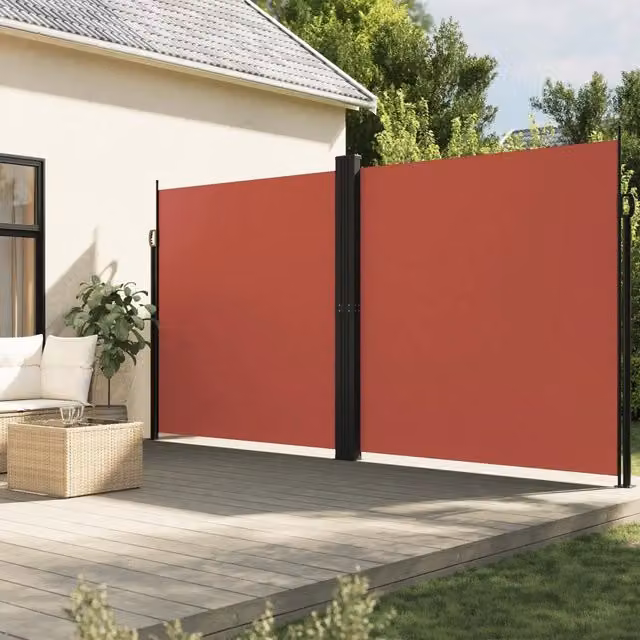 Tenda da sole laterale retrattile vidaXL in poliestere color terracotta con struttura in acciaio L: 1000 cm, H: 220 cm
