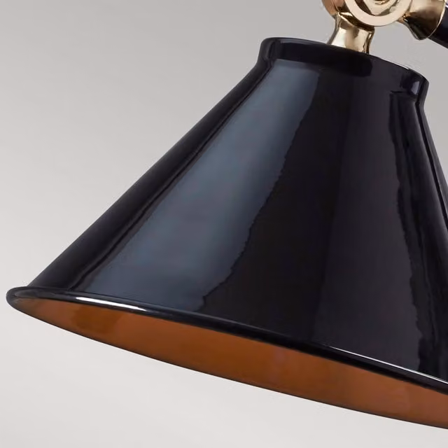 Lampada da scrivania industrial Elstead Lighting Provence in metallo nero e ottone lucido con attacco E27 – 1