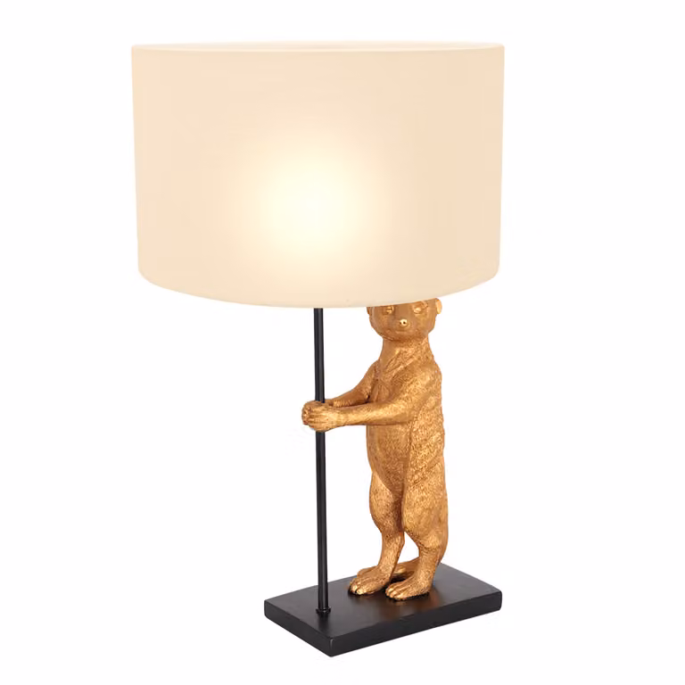 Lampada da tavolo - nero - Animaux - lino metallo tessile - Ø 30cm - E27 - 8225ZW - Anne Lighting