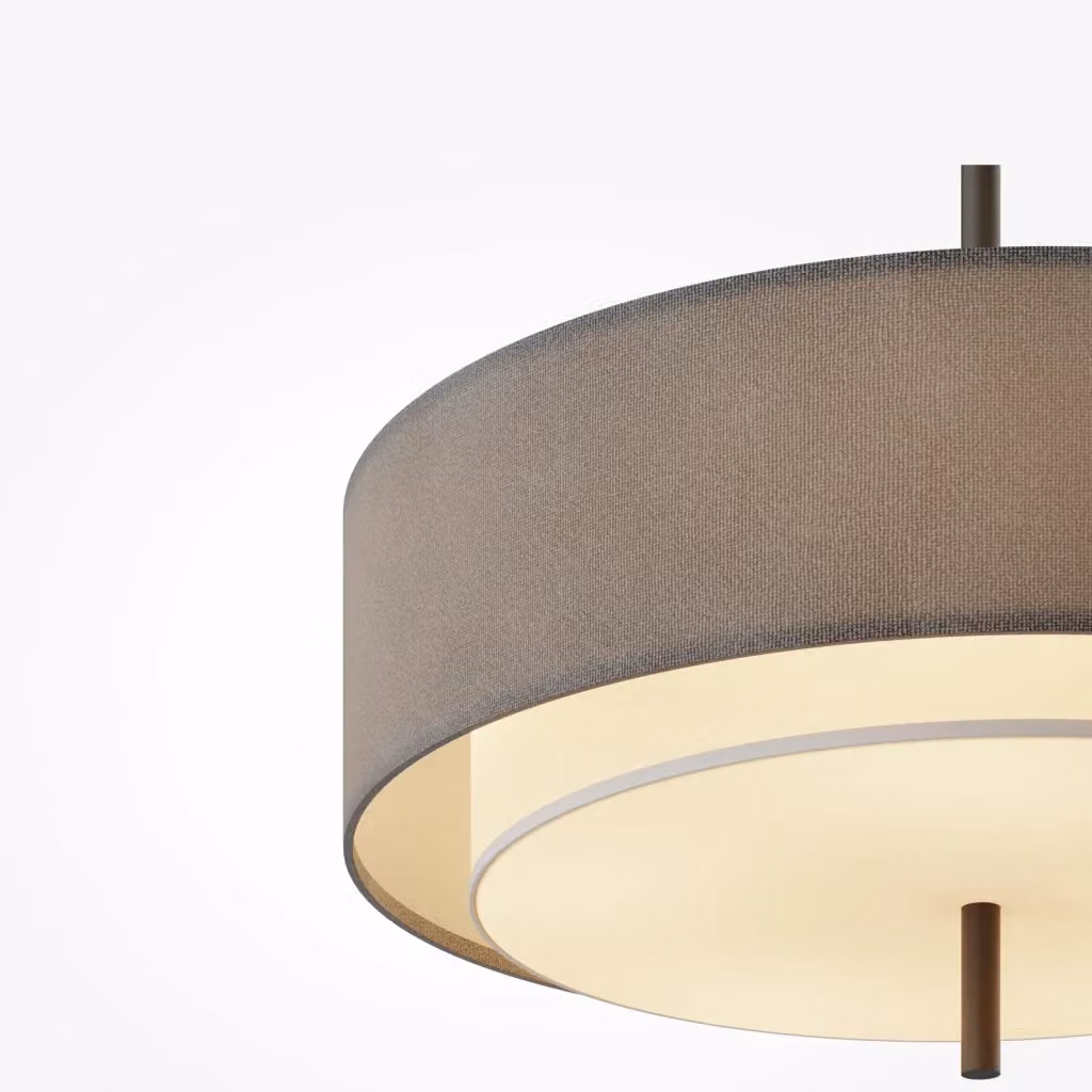 Maytoni Lampadario Sospeso Contemporaneo Bergamo con 5 Luci E27 in Metallo e Tessuto Nero e Grigio con Altezza Regolabile – 2