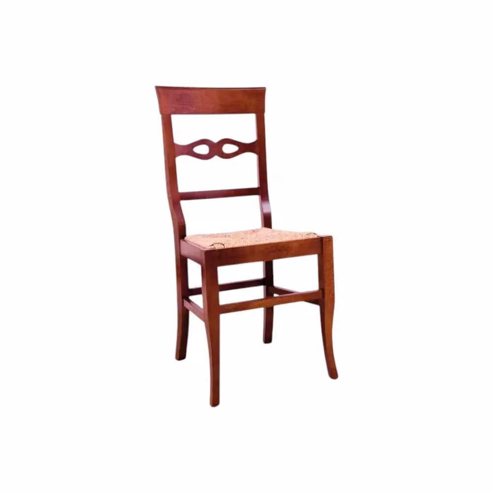 Set di 2 sedie in stile arte povera Mobili 2G in legno massiccio color noce con seduta in paglia L: 44 cm, P: 43 cm, H: 95 cm – 2