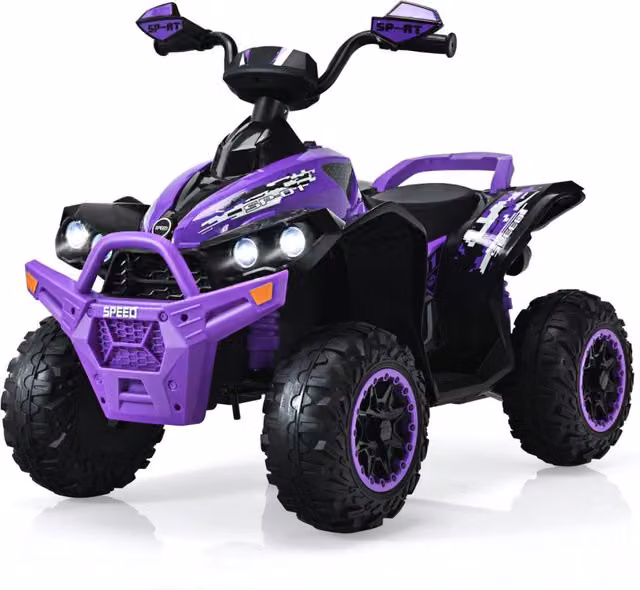 Quad giocattolo 12V alimentato a batteria con luci LED musica e pedale, Quad adatto per bambini 3-8 anni Viola-Macchinine giocattoli