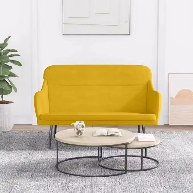 Panca moderna in velluto giallo vidaXL L: 110 cm, P: 40 cm, H: 76 cm