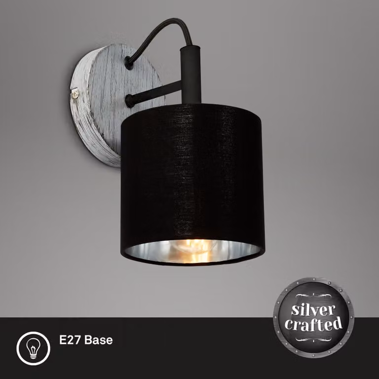 Briloner Leuchten LURI - Lampada da parete e soffitto - 2737014 - Paralume in tessuto - Silver Crafted - 1 luce - Attacco E14 max. 25 Watt - Ø 12 cm