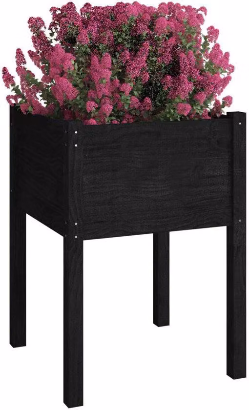 Vaso da giardino - Nero - Legno di rovere massiccio - 50x50x70 cm