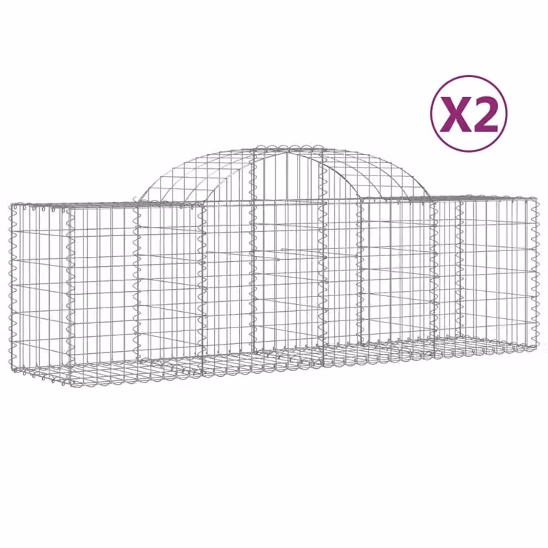 Cesti Gabbioni ad Arco 2 pz 200x50x60/80 cm Ferro Zincato