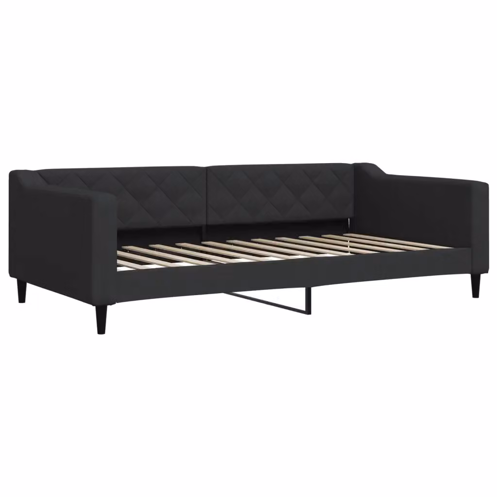 Letto da giorno moderno vidaXL in tessuto nero con struttura in legno e metallo L/P/H: 200 x 110 x 67 cm – 2