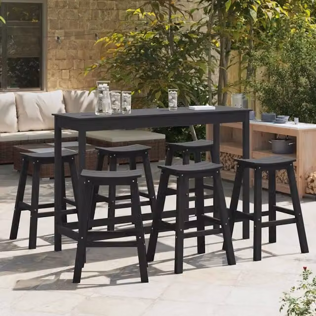 Set Bar da Giardino 6 pz Nero HDPE 3335808