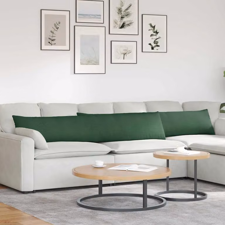 Set di 2 cuscini da divano vidaXL in velluto a coste verde, L 200 cm x P 40 cm x H 20 cm