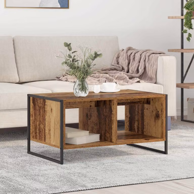 Tavolino da salotto vidaXL in stile industriale, colore marrone, L/P/H: 80 x 50 x 40 cm