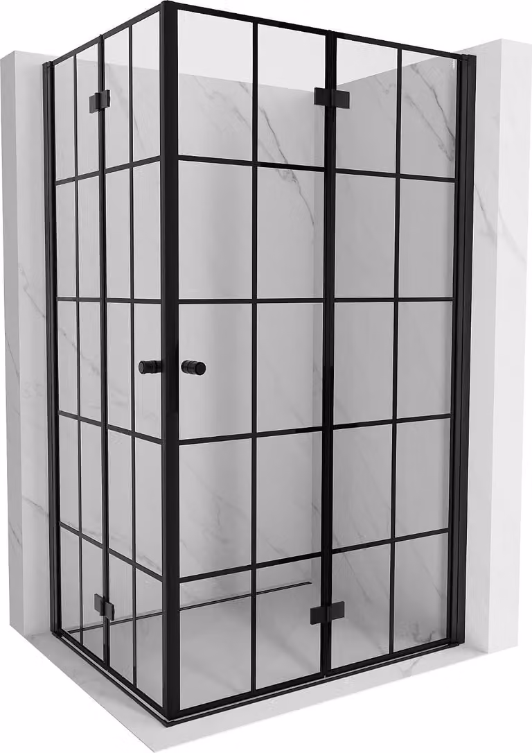 Mexen Mist-F Duo cabina doccia pieghevole destra 75 x 90 cm, griglia nera, nero - 8A6-075L-090P-70-77