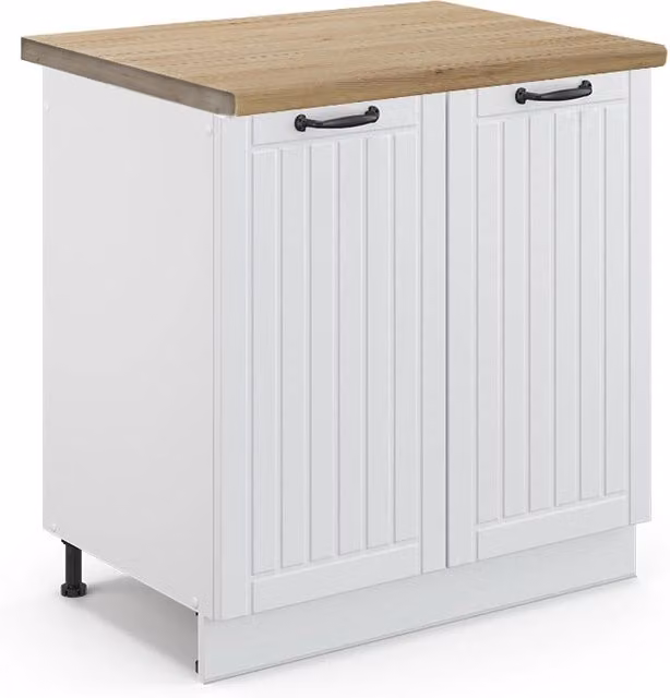 Mobile lavello cucina Fame-Line Bianco rustico/Bianco 80 cm, PL Rovere Vicco