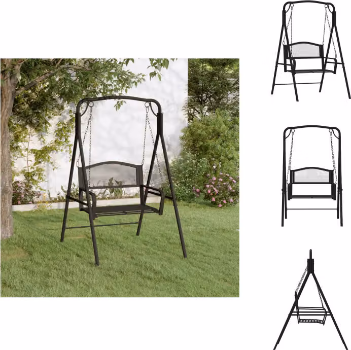 vidaXL Hollywood swing 124 cm acciaio nero - Panchine da giardino