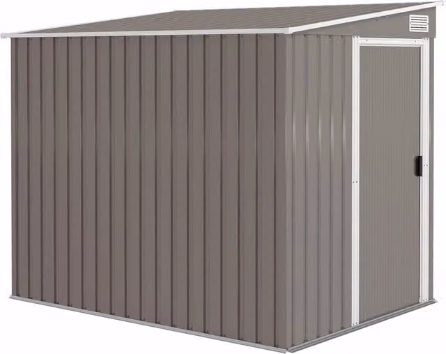Capanno Attrezzi 1.5x2m con Base Porta Scorrevole e Tetto Inclinato in Metallo Grigio Chiaro