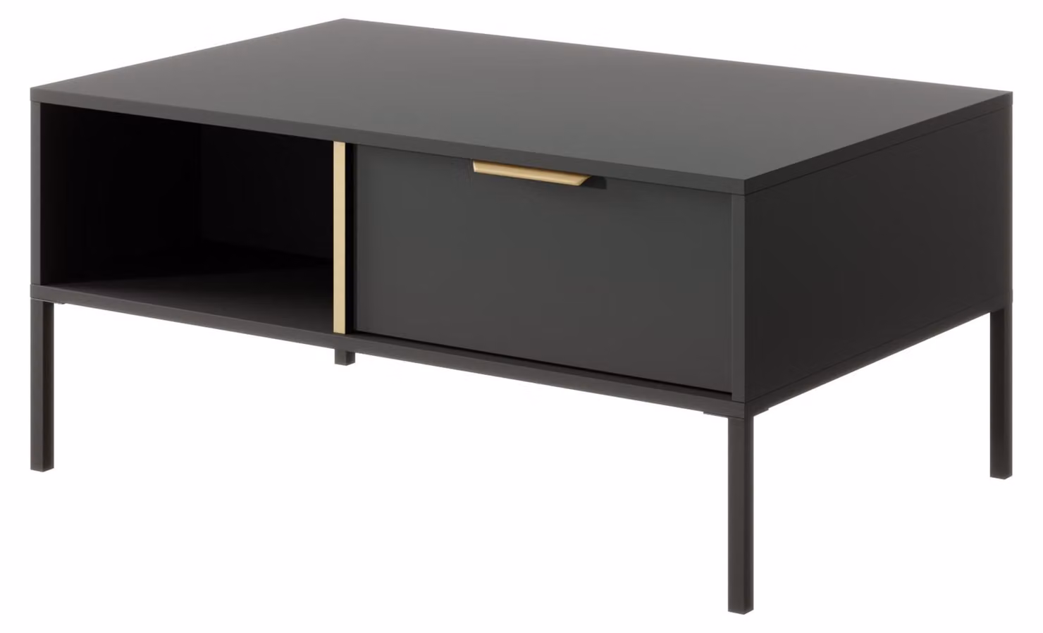 Tavolino con cassetti per soggiorno, colore antracite, dimensioni 97 x 60 x 44, 4 cm