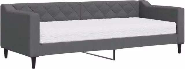 Divano letto | Sof¨¤ letto | Letto singolo con Materasso Grigio Scuro 80x200 cm in Tessuto