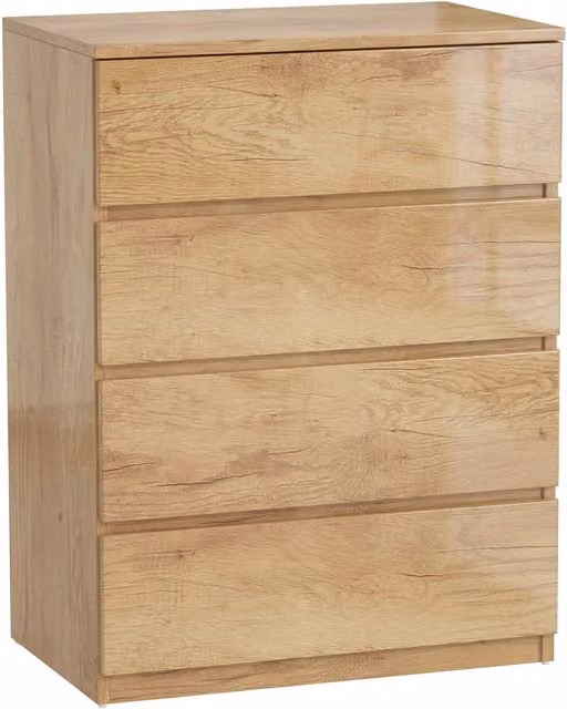 Cassettiera Minimal con 4 Cassetti in Legno Naturale L 60 cm x P 40 cm x H 80 cm