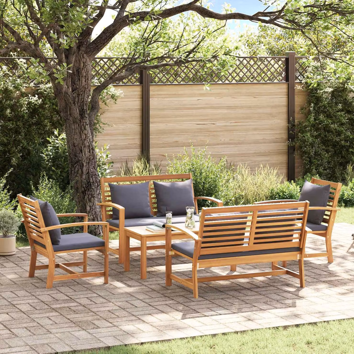 Maison Exclusive - Set di divani da giardino, 5 pezzi, in legno di teak massello naturale