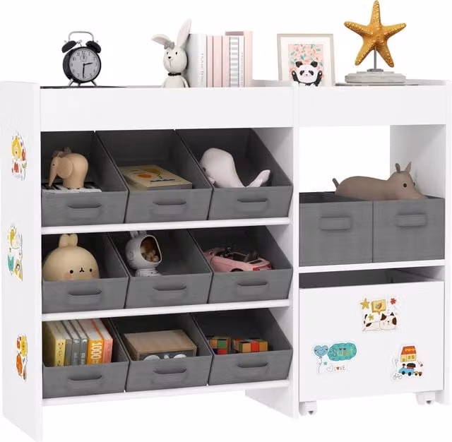 Cassettiera per bambini Minimal con 11 cestini bianca L: 105 cm, P: 30 cm, H: 80 cm