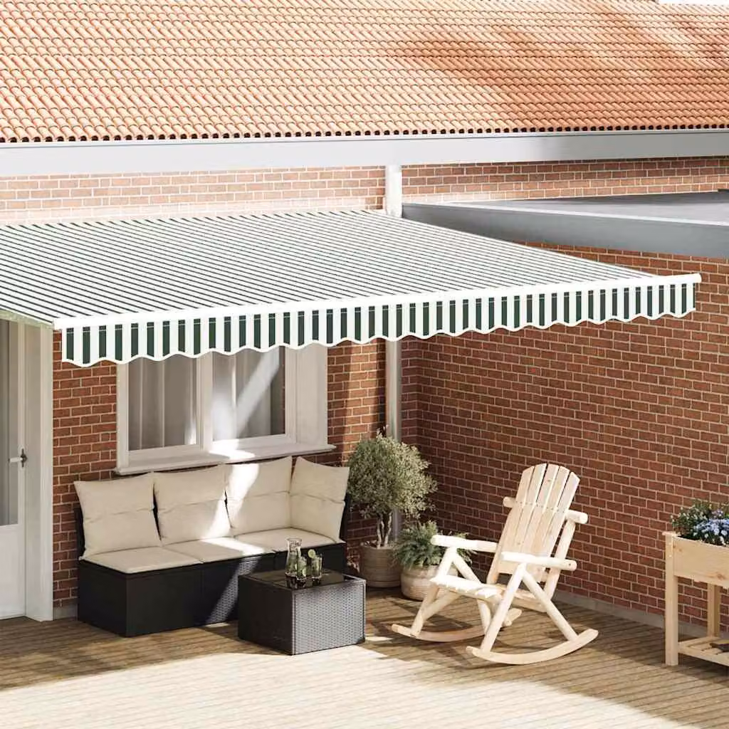 Maison Exclusive - Sostituzione volantino per tenda da sole, motivo a righe verdi e bianche, lunghezza 4,5 metri