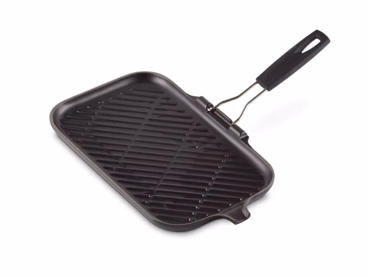 Bistecchiera Rettangolare 36 cm in Ghisa Vetrificata con Manico in Silicone - Nero Matt