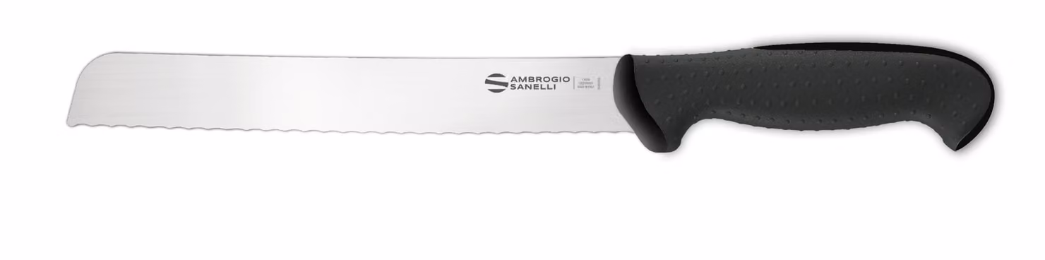 Coltello pane linea Tecna di Sanelli Ambrogio, lama con dentatura cm 21, manico nero