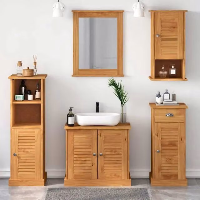 Set di mobili per il bagno VIGO 5 pz Marrone miele 3328547