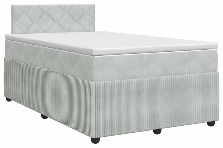 Letto a molle con materasso grigio chiaro 120 x 200 cm in velluto