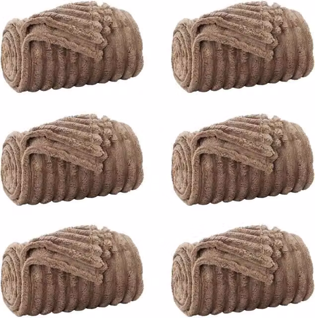 Coperte da Pile 6 pz Cammello 240 x 220 cm Panno