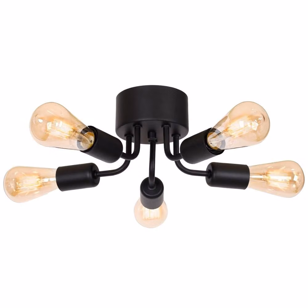 Brenda lampada da soffitto industriale nera 5xE27 15W Luminex